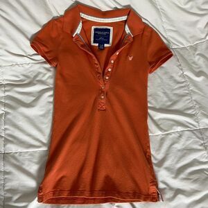 Y2K Vintage Orange Short Sleeves Polo Shirt from American Eagle Outfitters XS